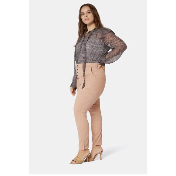 NWT $228 Joie Maxine Park Skinny Pink Denim Jeans Ankle Zip Cotton Blend 18W - Picture 2 of 14